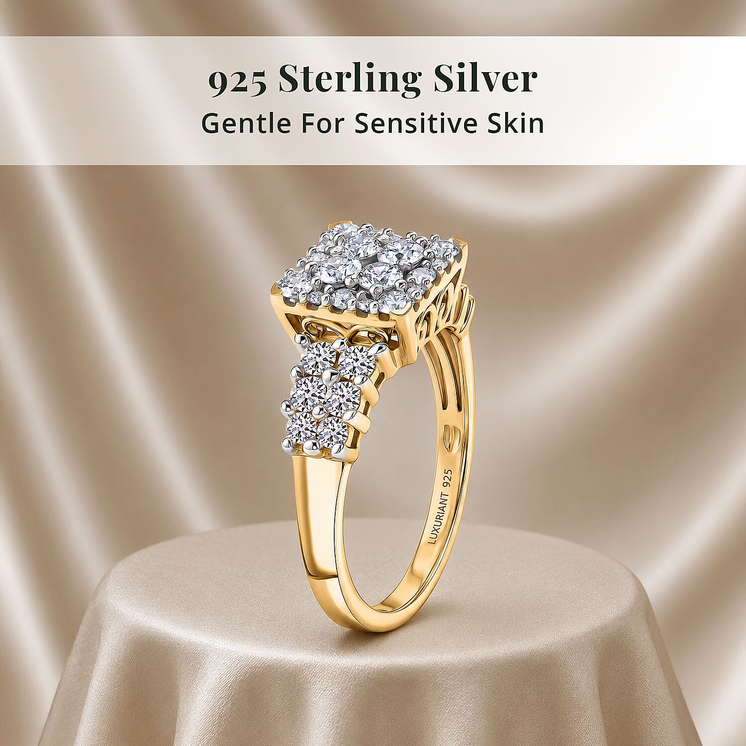 Luxuriant Lab Grown Diamond G-H SI 1.00 ctw Ring in 18K Vermeil Yellow Gold Over Sterling Silver (Size 5.0) (Del. in 10-12 Days)