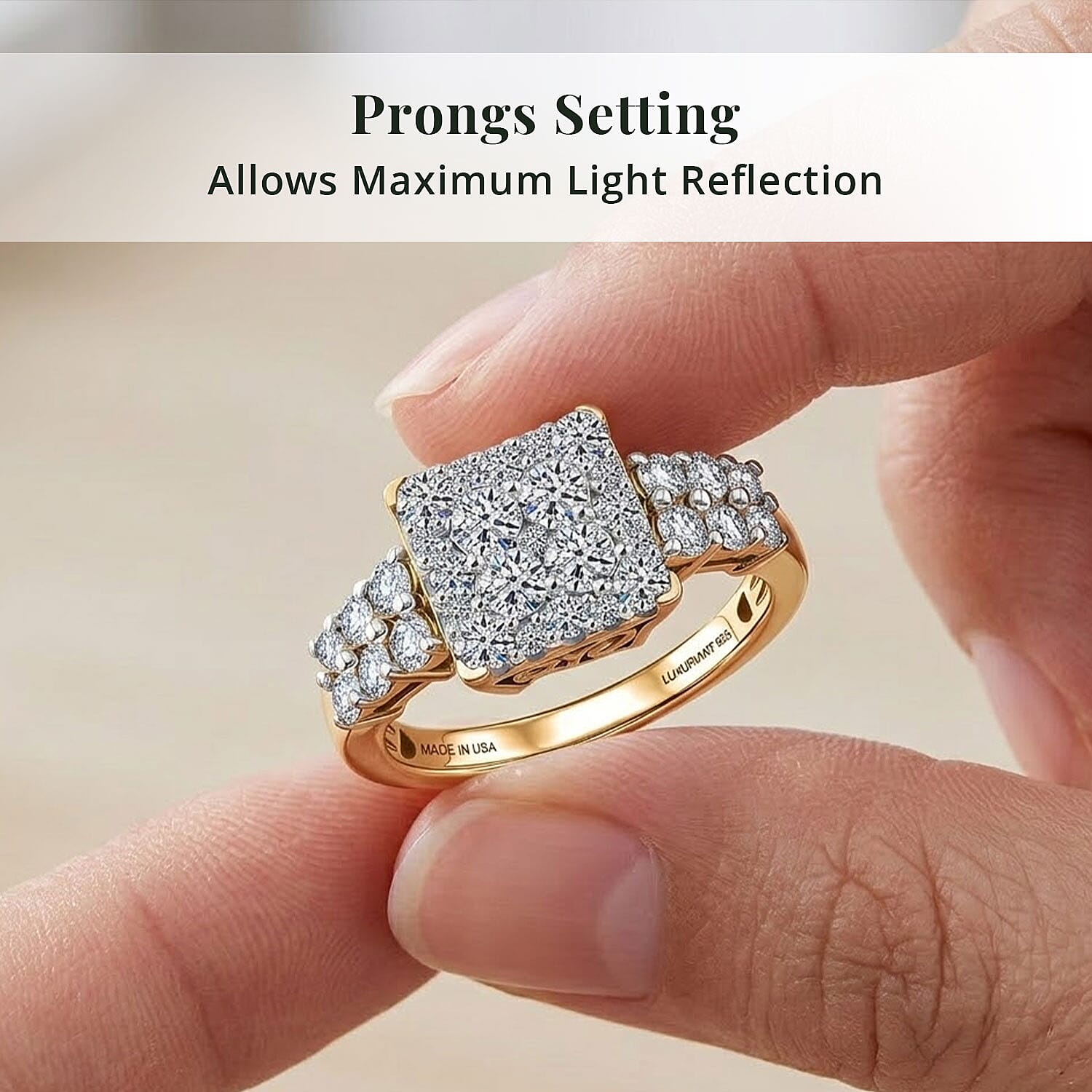 Luxuriant Lab Grown Diamond G-H SI 1.00 ctw Ring in 18K Vermeil Yellow Gold Over Sterling Silver (Size 5.0) (Del. in 10-12 Days)