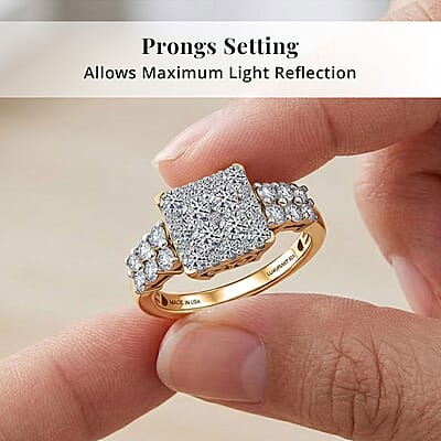 Luxuriant Lab Grown Diamond G-H SI 1.00 ctw Ring in 18K Vermeil Yellow Gold Over Sterling Silver (Size 5.0)
