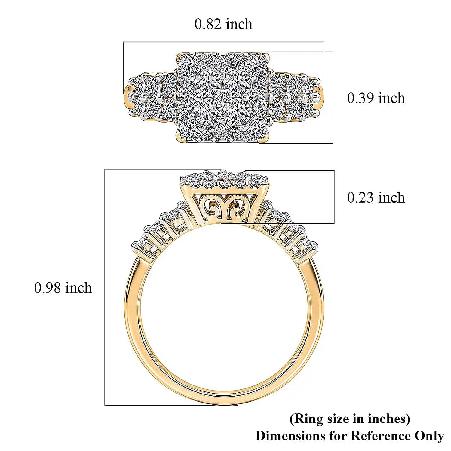 Luxuriant Lab Grown Diamond G-H SI 1.00 ctw Ring in 18K Vermeil Yellow Gold Over Sterling Silver (Size 5.0) (Del. in 10-12 Days)