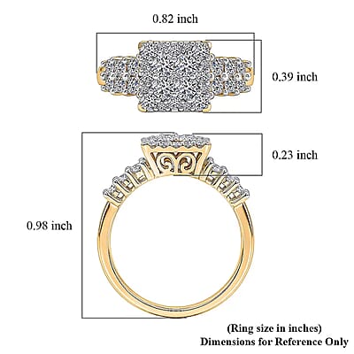 Luxuriant Lab Grown Diamond G-H SI 1.00 ctw Ring in 18K Vermeil Yellow Gold Over Sterling Silver (Size 5.0)