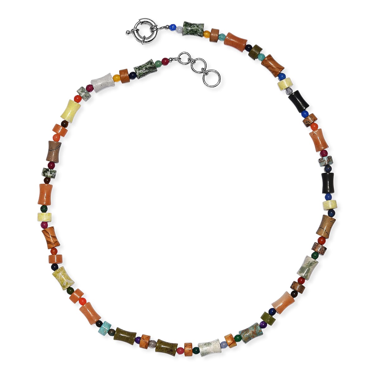 EverTrue Multi Jasper and Multi Gemstone 230.00 ctw Beaded Necklace in Platinum Bond 22 Inches  image number 4