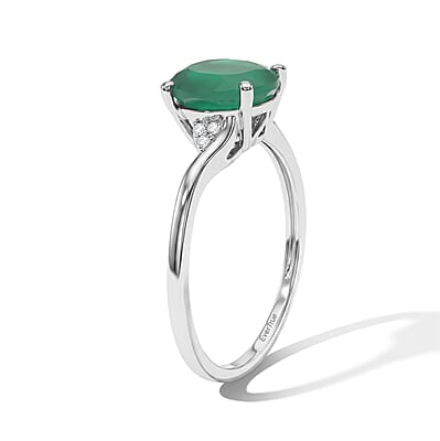 EverTrue Green Onyx and White Zircon 1.75 ctw Ring in Platinum Bond (Size 6.0)