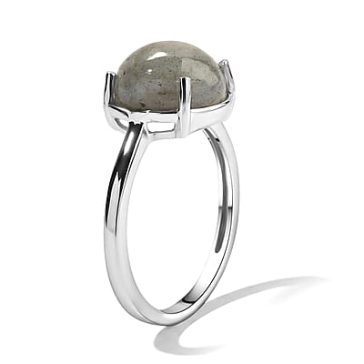 EverTrue Fire Labradorite 4.30 ctw Solitaire Ring in Platinum Bond (Size 7.0)