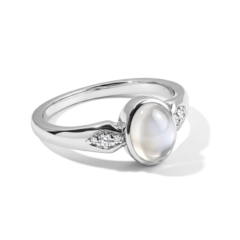 EverTrue White Moonstone and White Zircon 1.40 ctw Ring in Platinum Bond (Size 9.0)