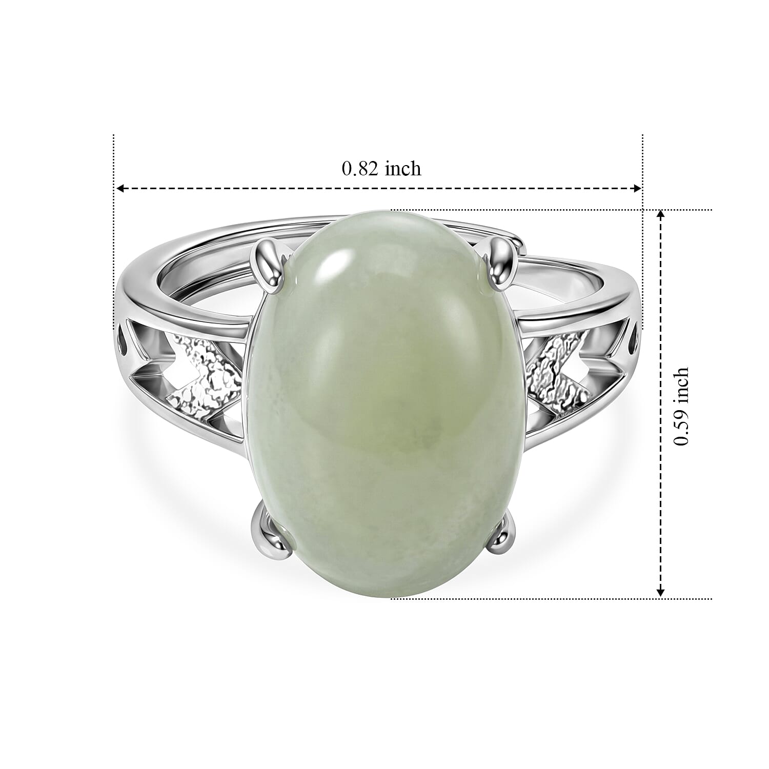 Nephrite Jade 5.00 ctw Ring in Silvertone (Adjustable)