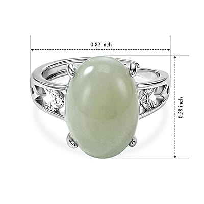 Nephrite Jade 5.00 ctw Ring in Silvertone (Adjustable)