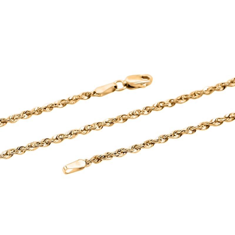 3.27mm Laser Rope Chain Necklace in 14K Yellow Gold 5.57 Grams 22 Inches