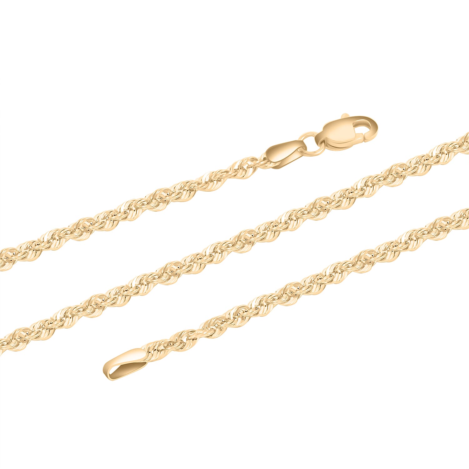 Diamond-cut Rope Chain Necklace in 10K Yellow Gold 7.68 Grams 22 Inches