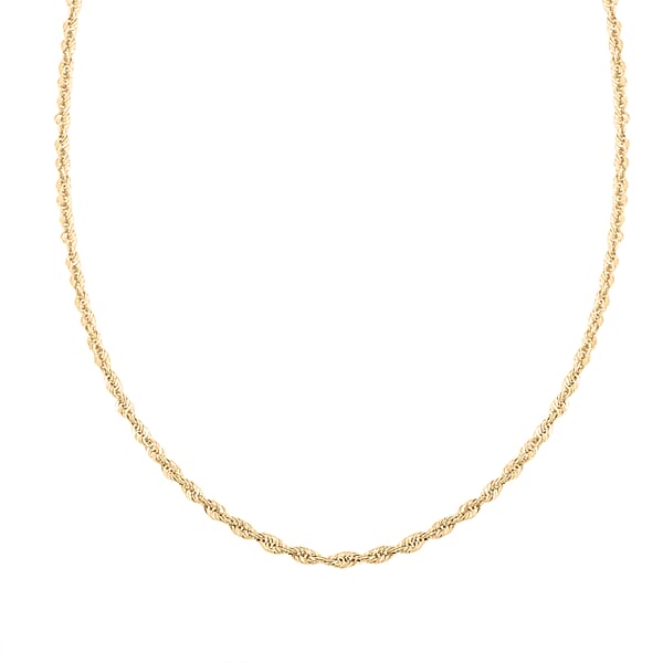 Diamond-cut Rope Chain Necklace in 10K Yellow Gold 7.54 Grams 24 Inches