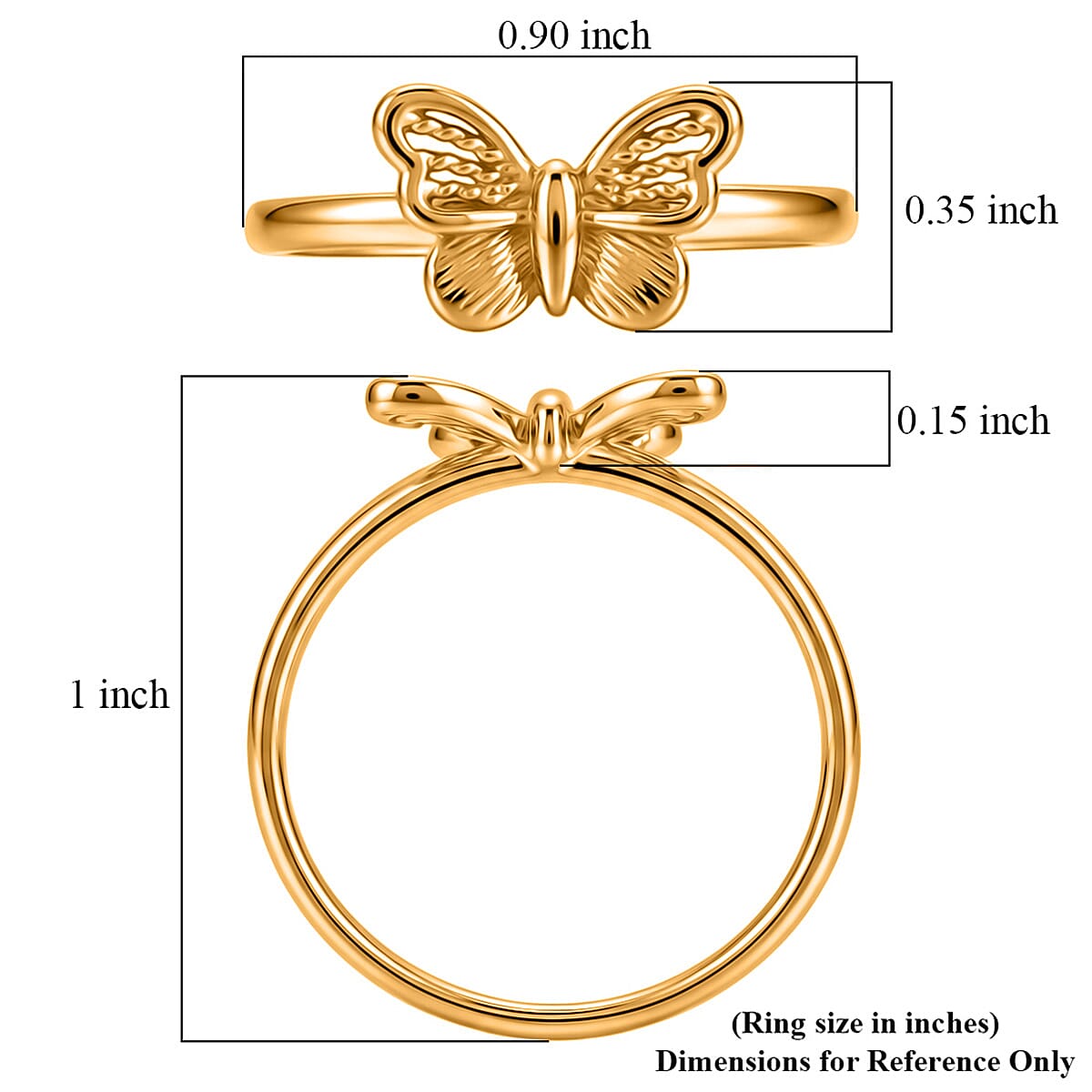 5D Butterfly Ring in 24K Yellow Gold (Size 6.0) 1.10 Grams