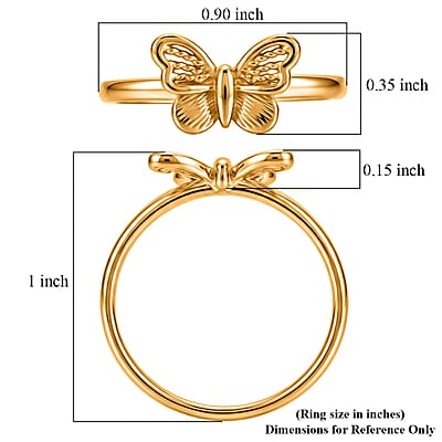 5D Butterfly Ring in 24K Yellow Gold (Size 6.0) 1.10 Grams
