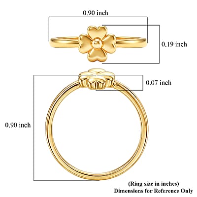 5D Four Leaf Clover Ring in 24K Yellow Gold (Size 6.5) 0.93 Grams