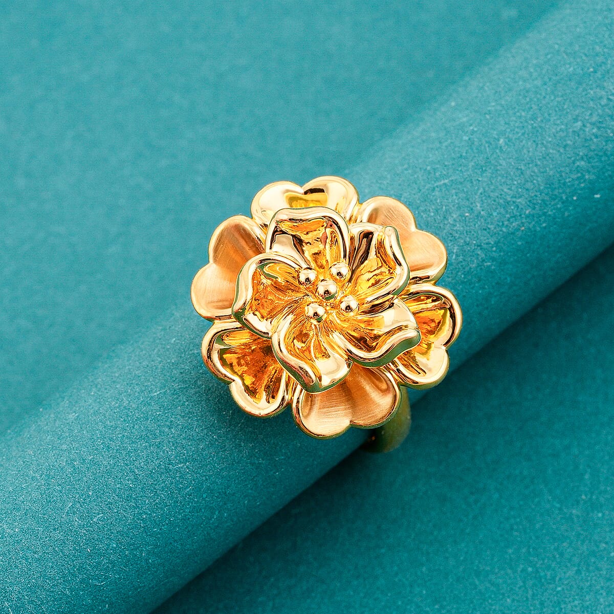 5D Flower Ring in 24K Yellow Gold (Size 6.0) 3.38 Grams image number 1