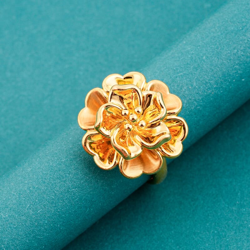5D Flower Ring in 24K Yellow Gold (Size 6.0) 3.38 Grams