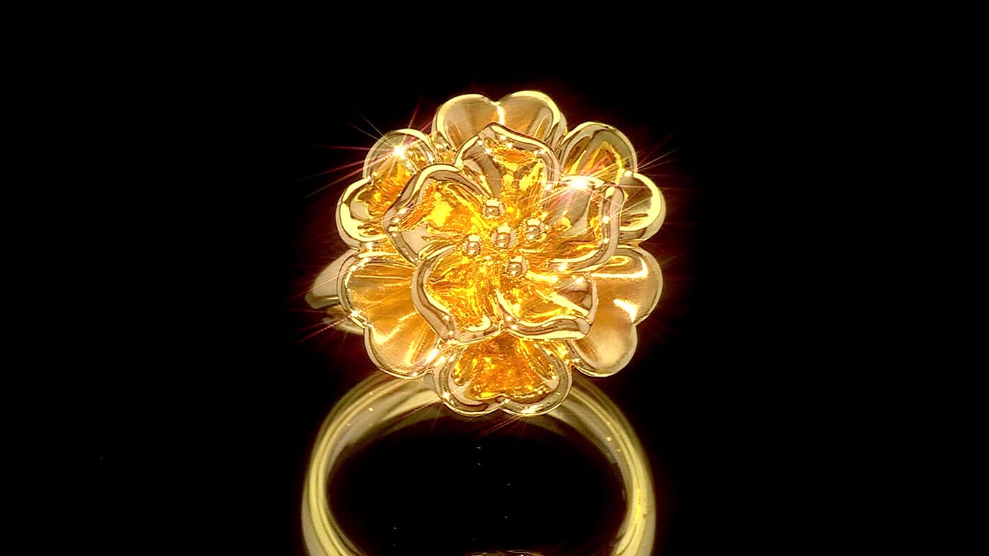 24K Yellow Gold 5D Flower Ring (Size 6.0) (3.38 g)