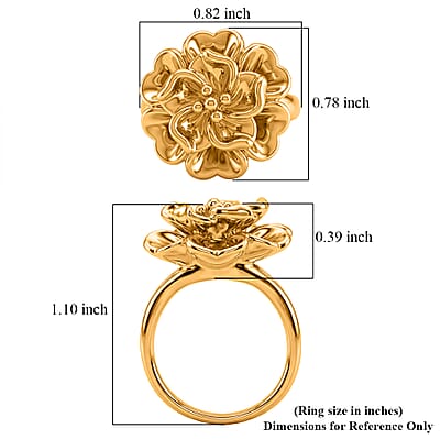 5D Flower Ring in 24K Yellow Gold (Size 6.0) 3.38 Grams