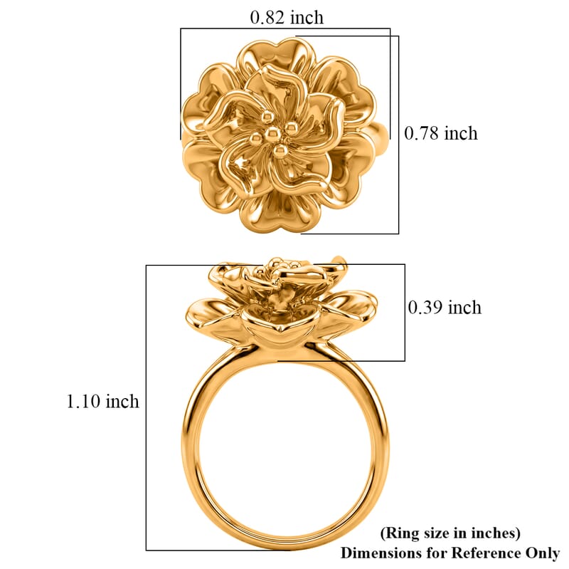 5D Flower Ring in 24K Yellow Gold (Size 6.0) 3.38 Grams