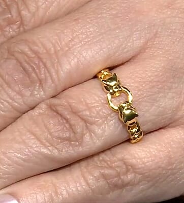 5D Chain with Jaguar Ring in 24K Yellow Gold (Size 8.0) 1 Grams