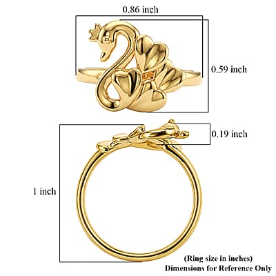 5D Swan with Crown Ring in 24K Yellow Gold (Size 7.0) 1.29 Grams