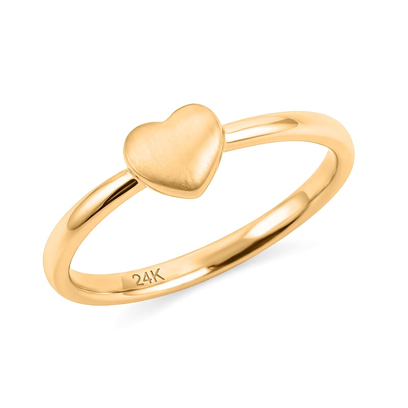 5D Heart Ring in 24K Yellow Gold (Size 7.0) 0.80 Grams