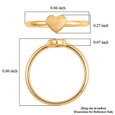 5D Heart Ring in 24K Yellow Gold (Size 7.0) 0.80 Grams