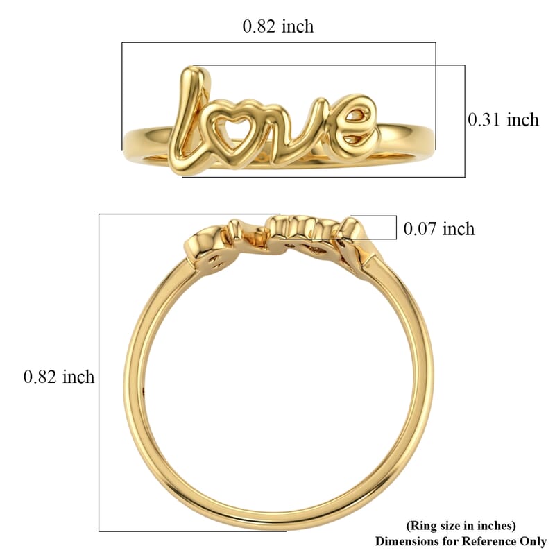 Doorbuster 5D Love Ring in 24K Yellow Gold (Size 7.0) 0.97 Grams