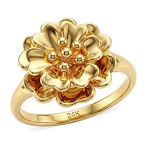 5D Flower Ring in 24K Yellow Gold (Size 6.0) 1.15 Grams