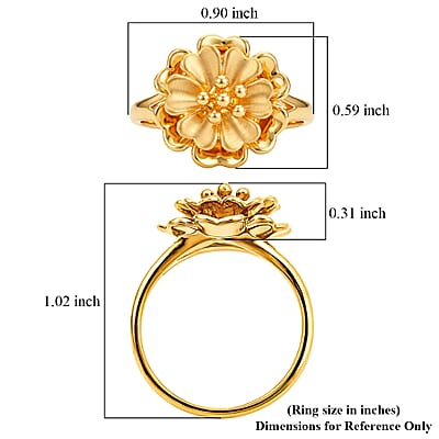 5D Flower Ring in 24K Yellow Gold (Size 6.0) 1.15 Grams