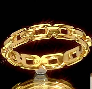 5D Chain Ring in 24K Yellow Gold (Size 6.0) 1.30 Grams