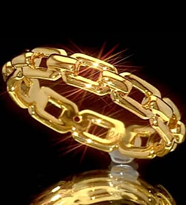 5D Chain Ring in 24K Yellow Gold (Size 7.0) 1.30 Grams