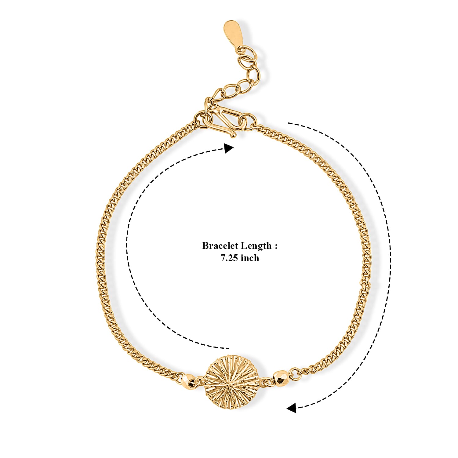 Rainbow Shimmer Chain Bracelet in 24K Yellow Gold (7.25 In) 4 Grams