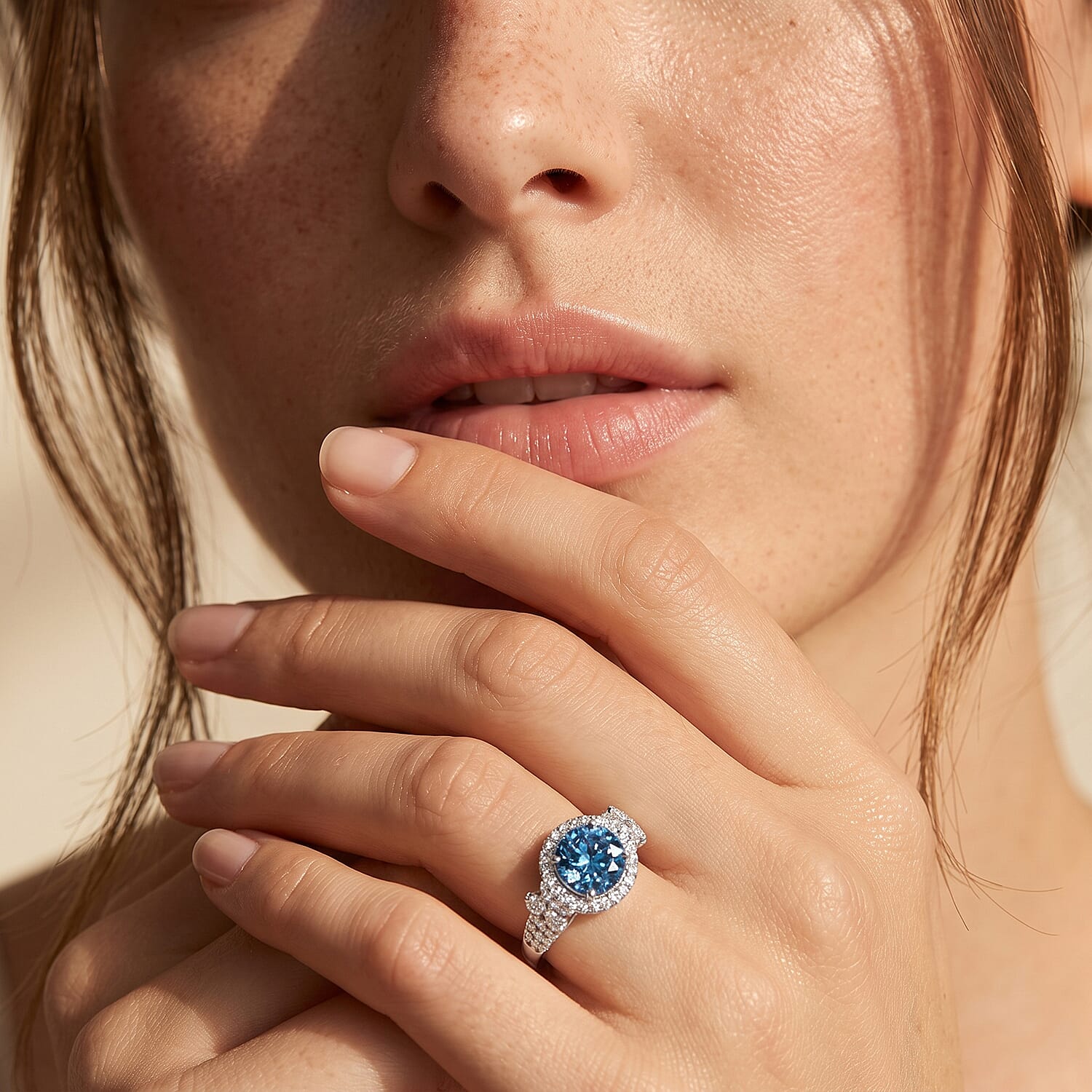 Luxuriant Lab Grown Blue Diamond IR and Lab Grown Diamond SI 2.75 ctw Ring in Rhodium Over Sterling Silver (Size 9.0)