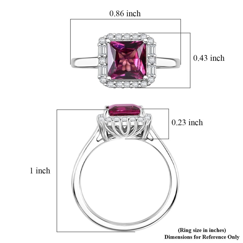 D'Joy Premium Usambara Color Change Garnet and Moissanite 2.24 ctw Ring in Rhodium Over Sterling Silver (Size 6.0)