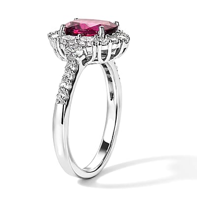 D'Joy Premium Usambara Color Change Garnet, Moissanite Ring in Rhodium Over Sterling Silver (Size 5.5) 2.40 ctw