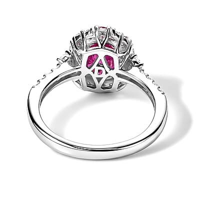 D'Joy Premium Usambara Color Change Garnet, Moissanite Ring in Rhodium Over Sterling Silver (Size 5.5) 2.40 ctw