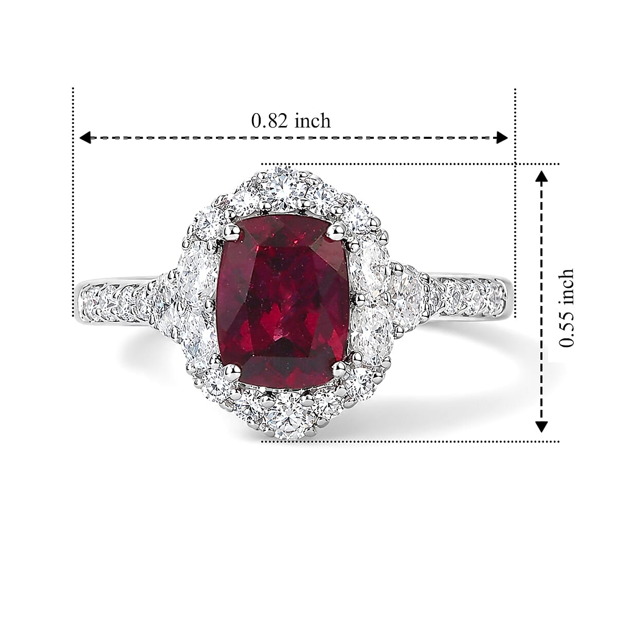 D'Joy Premium Usambara Color Change Garnet, Moissanite Ring in Rhodium Over Sterling Silver (Size 5.5) 2.40 ctw