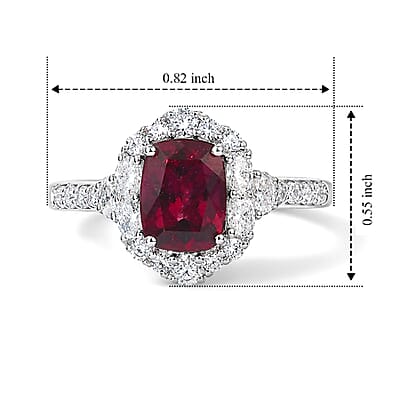 D'Joy Premium Usambara Color Change Garnet, Moissanite Ring in Rhodium Over Sterling Silver (Size 5.5) 2.40 ctw