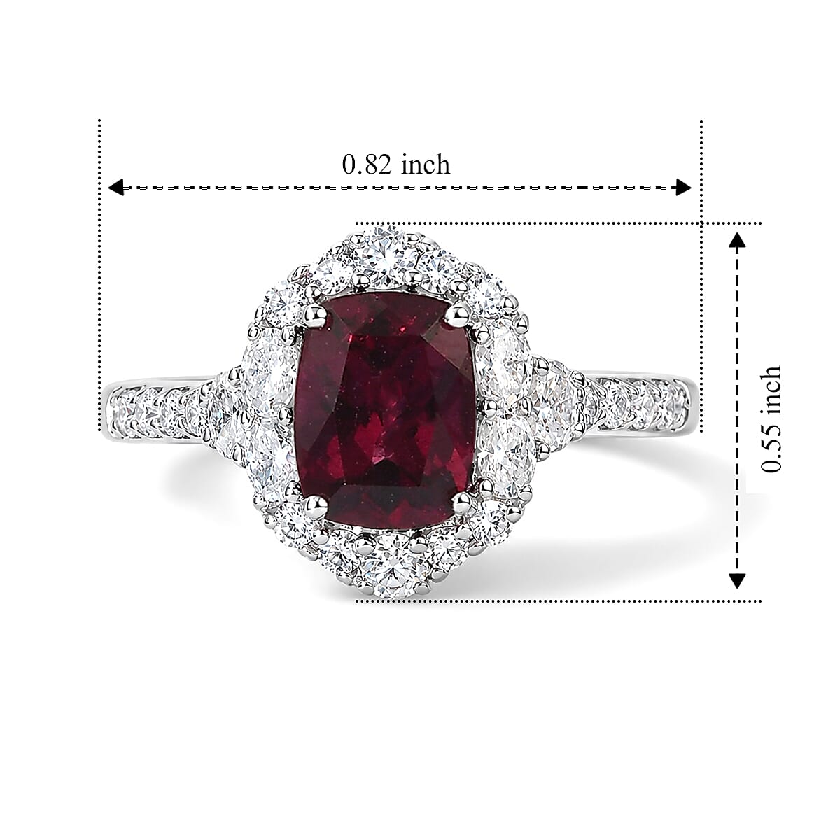 D'Joy Premium Usambara Color Change Garnet and Moissanite 2.40 ctw Ring in Rhodium Over Sterling Silver (Size  6.0)