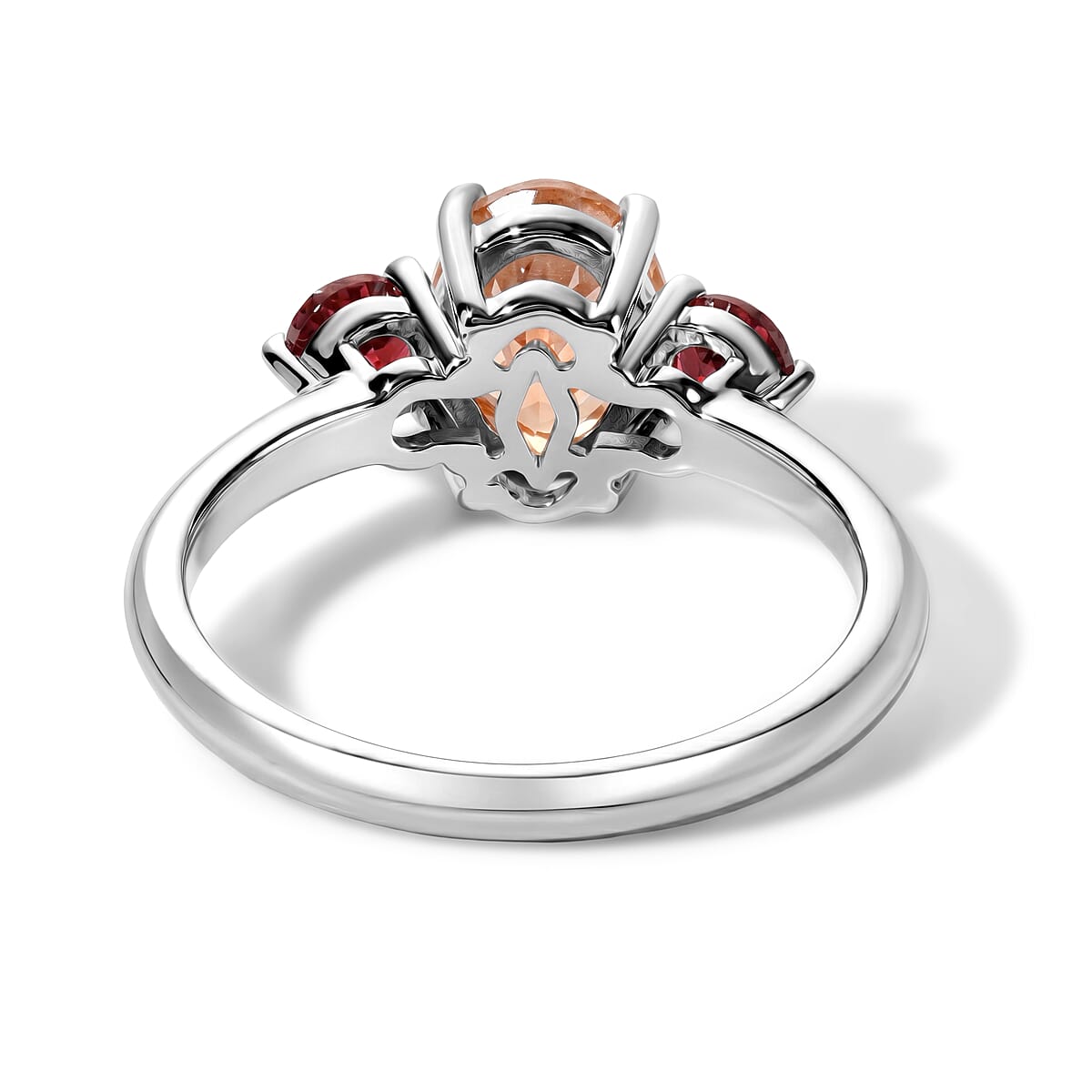 D'Joy Tanzanian Sunstone and Orissa Rose Garnet 1.60 ctw Ring in Rhodium Over Sterling Silver (Size 6.0) image number 2
