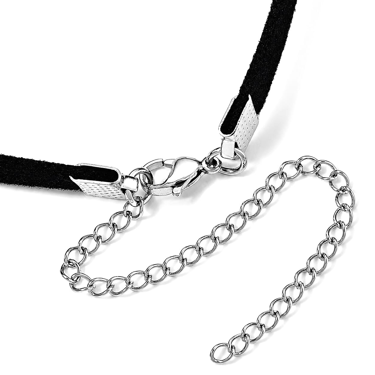 Austrian Black Crystal Chocker Hand Pendant Necklace in ION Plated Black Stainless Steel 16-20 Inches