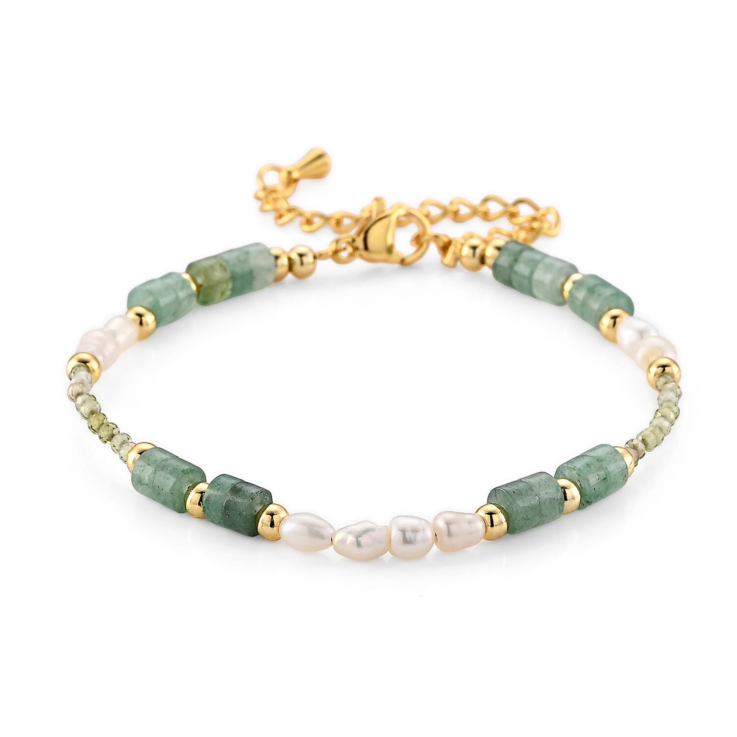Multi Gemstone 20.00 ctw Beaded Bracelet in Goldtone (6.50-8.50In)