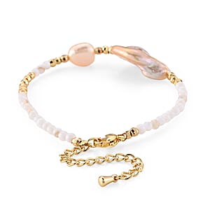 Multi Gemstone 20.00 ctw Beaded Bracelet in Goldtone (6.50-8.50In)
