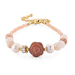 Multi Gemstone 40.00 ctw Beaded Bracelet in Goldtone (6.50-8.50In)