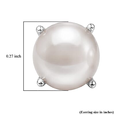 EverTrue Pink Freshwater Pearl Stud Earrings in Stainless Steel