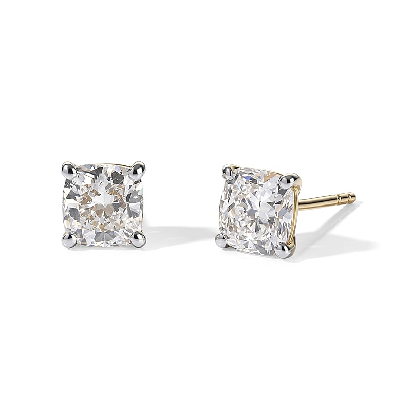SGL Certified Luxuriant Lab Grown Diamond E-F VS 2.00 ctw Solitaire Stud Earrings in 10K Yellow Gold