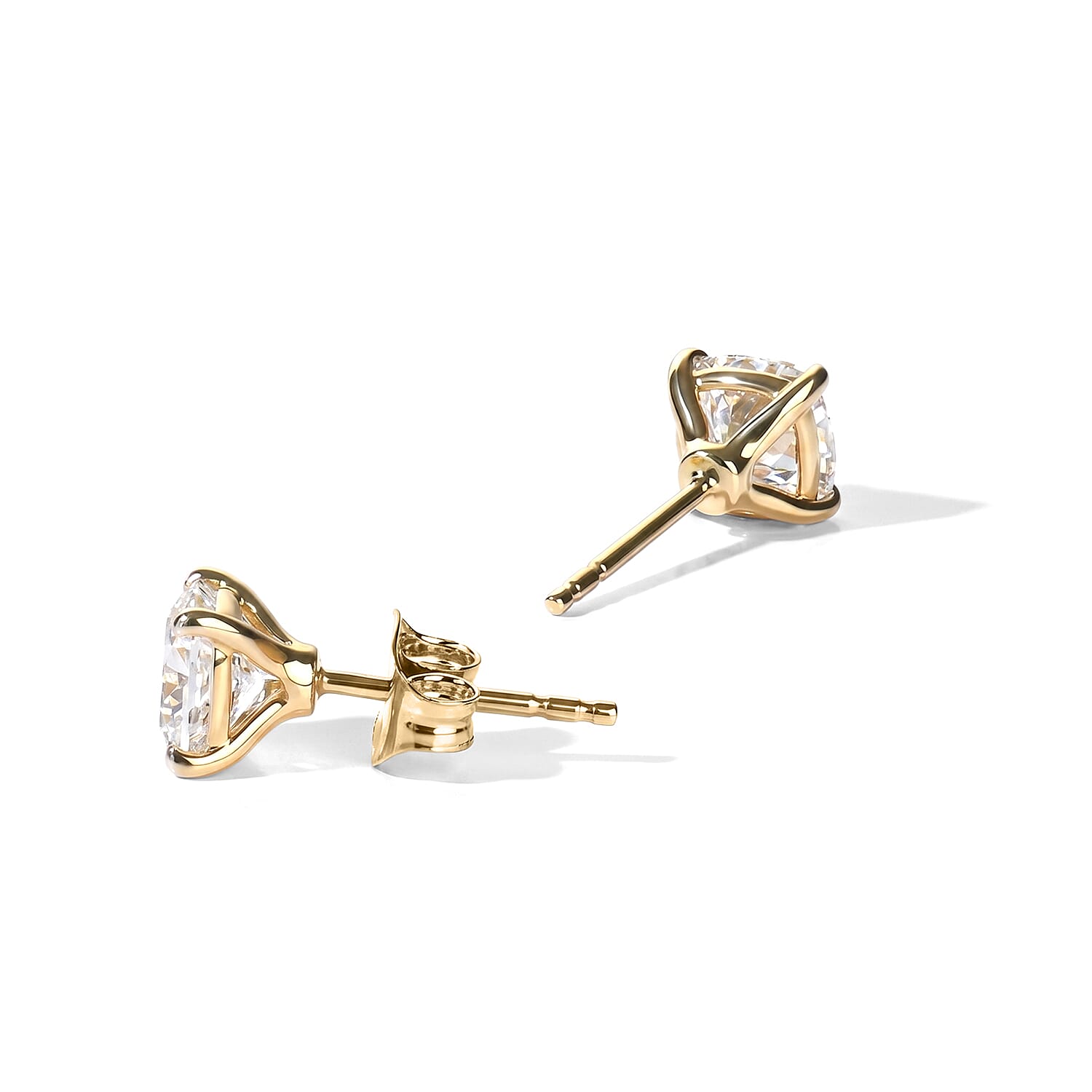Doorbuster SGL Certified Luxuriant Lab Grown Diamond E-F VS 2.00 ctw Solitaire Stud Earrings in 10K Yellow Gold