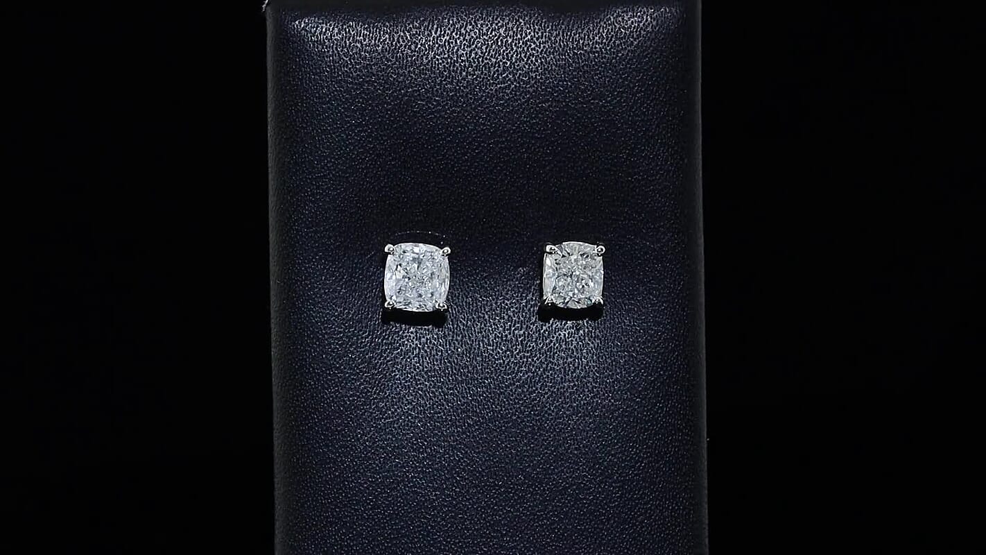 SGL Certified 10K Yellow Gold Luxuriant Lab Grown Diamond (E-F, VS) Solitaire Stud Earrings 2.00 ctw