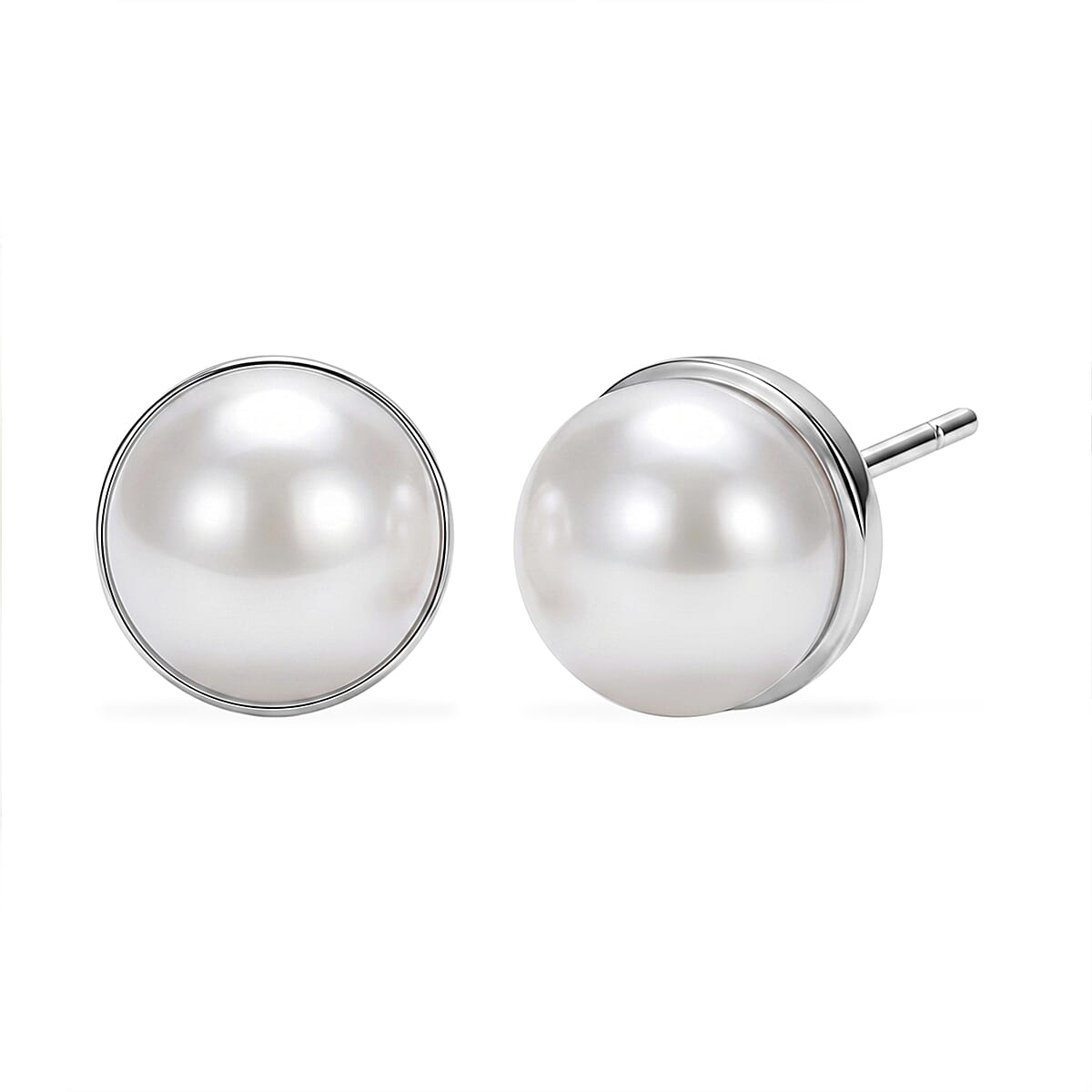 EverTrue Freshwater Pearl Stud Earrings in Stainless Steel