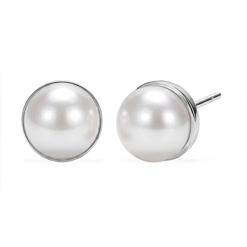 EverTrue Freshwater Pearl Stud Earrings in Stainless Steel